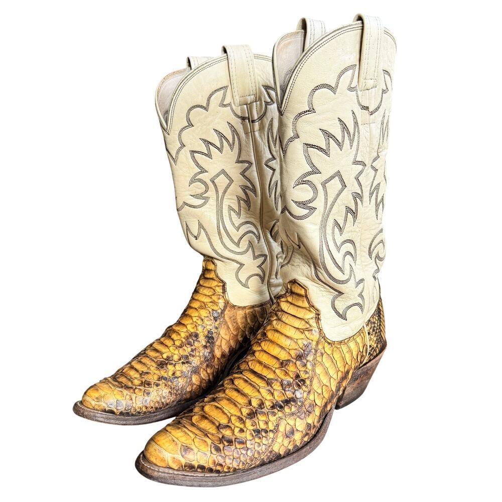 Olathe Boot Co. Two Tone Python Snakeskin Western… - image 2